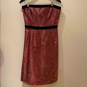 Kay Unger 100% (1) silk dress w. (1) wrap. Size 8. Jacquard paisley silk. (2)